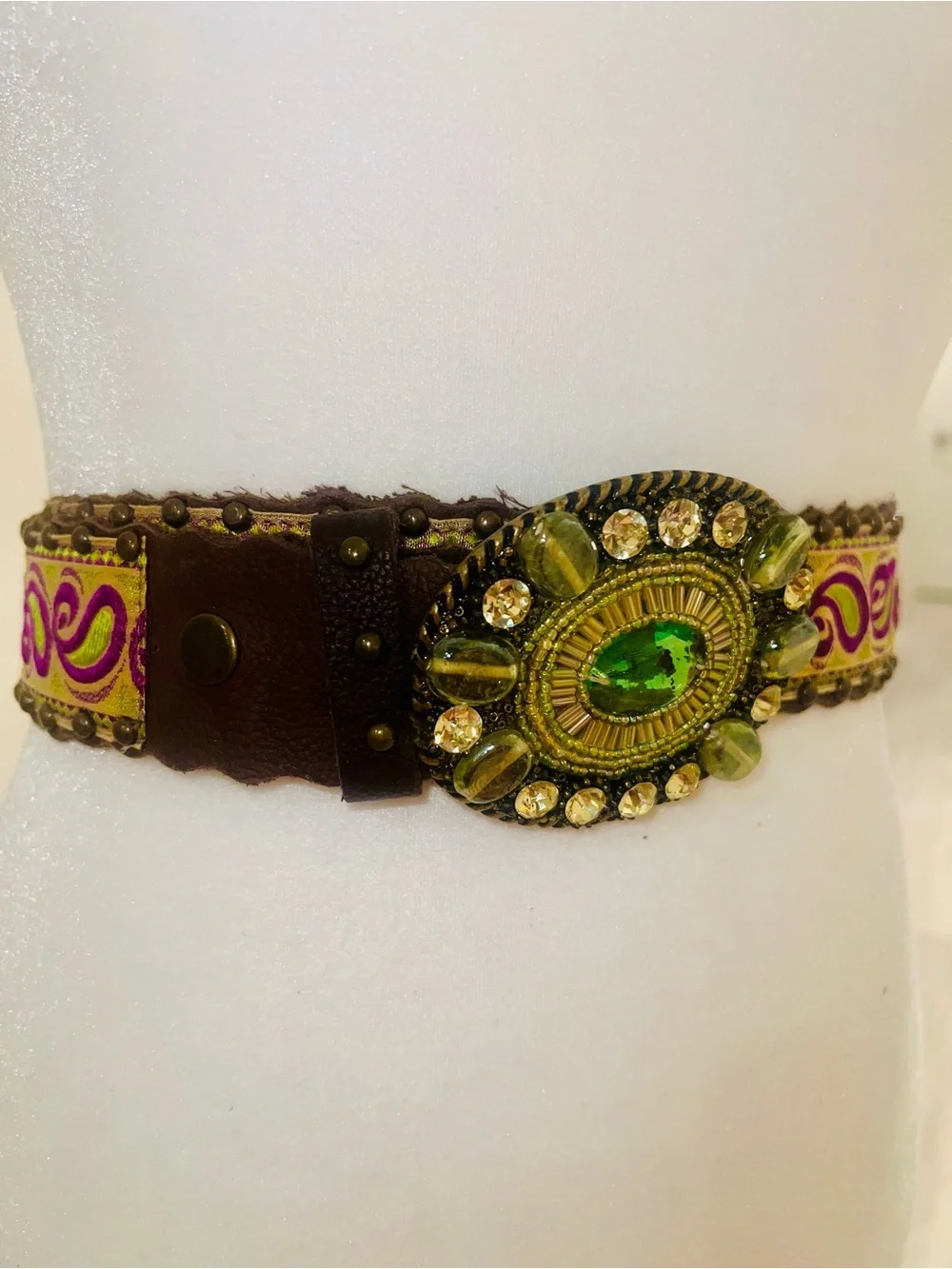 Leather Rock:  Embellished Genuine Leather Studded Belt-NO FLAWS